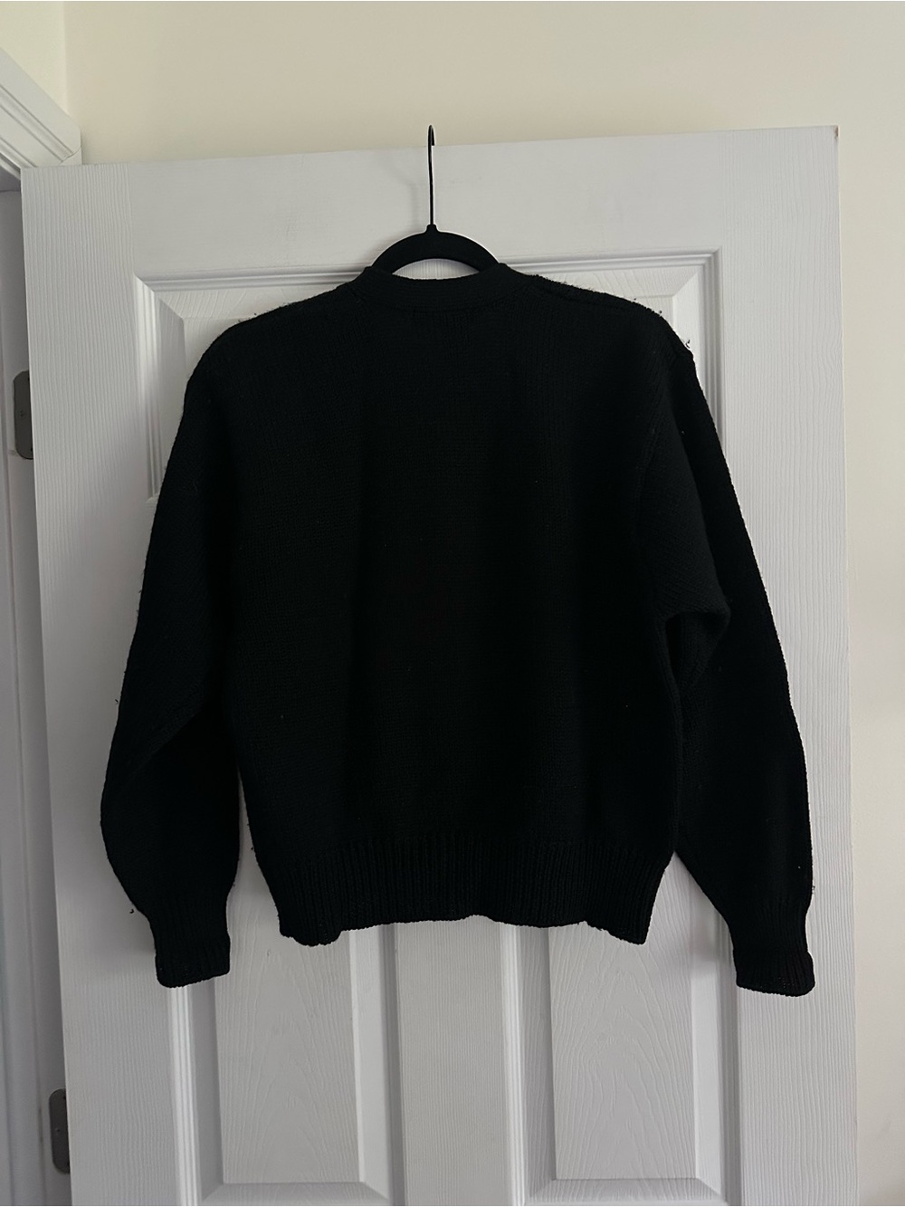 Size L JH Collectibles Vintage 100% Wool Floral Cardigan Sweater Black - Picture 4 of 6